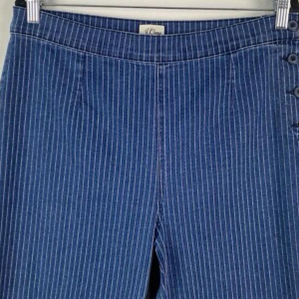 J Crew Vintage Denim Pinstripe slim wide leg trousers button closure size 24 - Picture 4 of 12